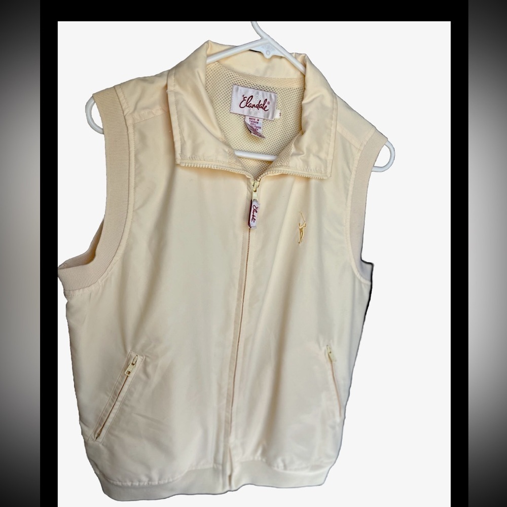 Vintage Elandale Pale Yellow Sleeveless Golf Vest With Pockets Small